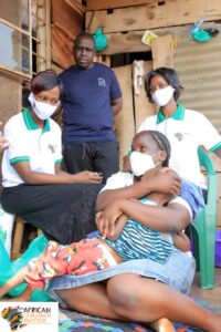 Disabled children receiving medical care in Uganda